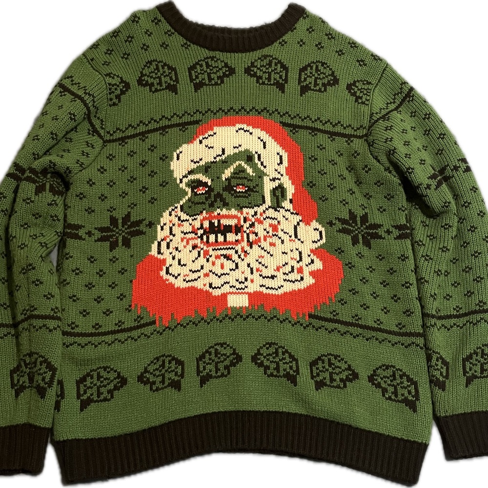 Middle of Beyond “Zombie Santa” 2XL Ugly Christmas Sweater – Green/Black
